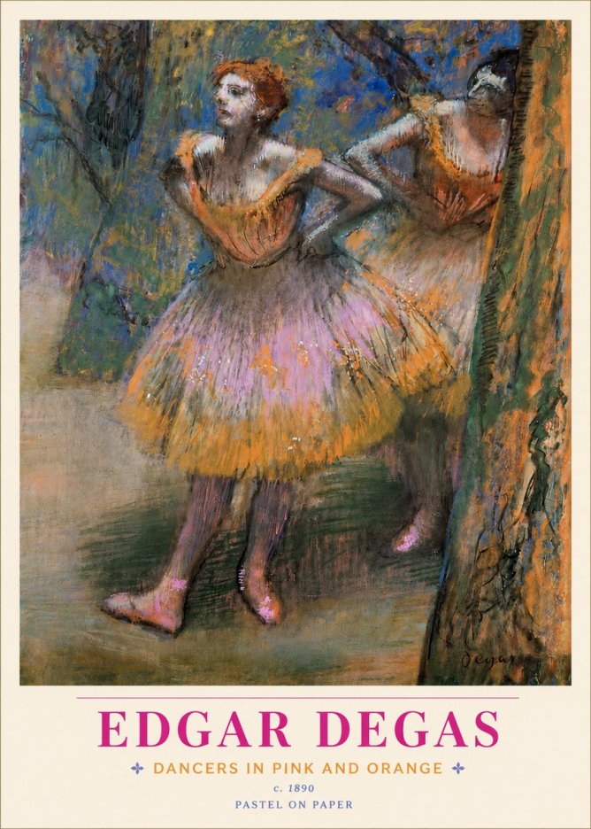 Edgar Degas Dancers in Pink and Orange No4 - Póster