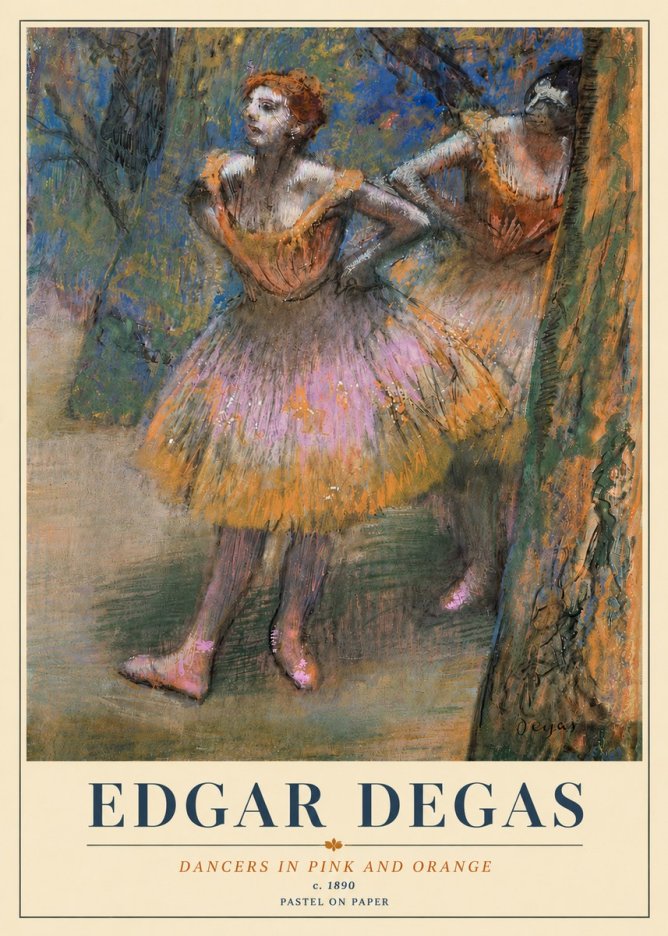 Edgar Degas Dancers in Pink and Orange No6 - Póster