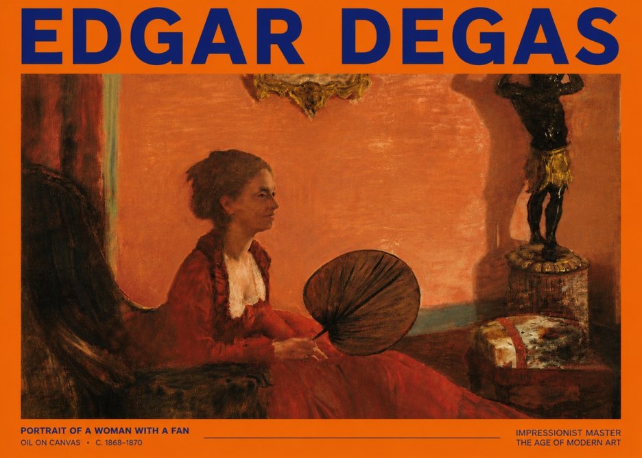 Edgar Degas Portrait of a Woman with a Fan No5 - Póster