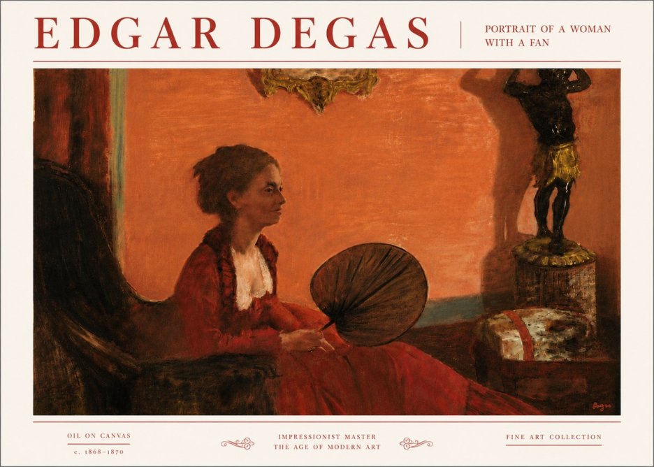 Edgar Degas Portrait of a Woman with a Fan No6 - Póster