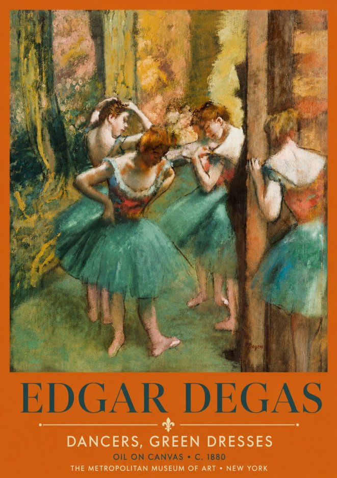 Edgar Degas Dancers, Green Dresses No5 - Póster