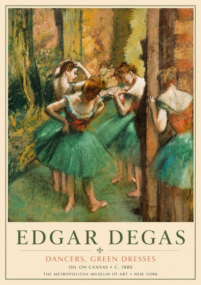 Edgar Degas Dancers, Green Dresses No6 - Póster