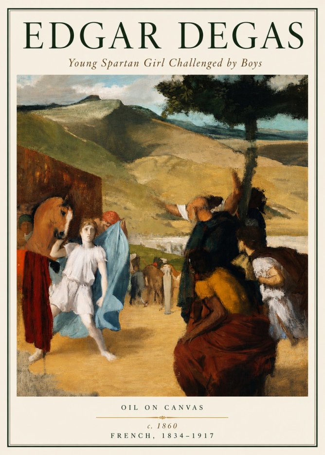 Edgar Degas Young Spartan Girl Challenged by Boys No5 - Póster