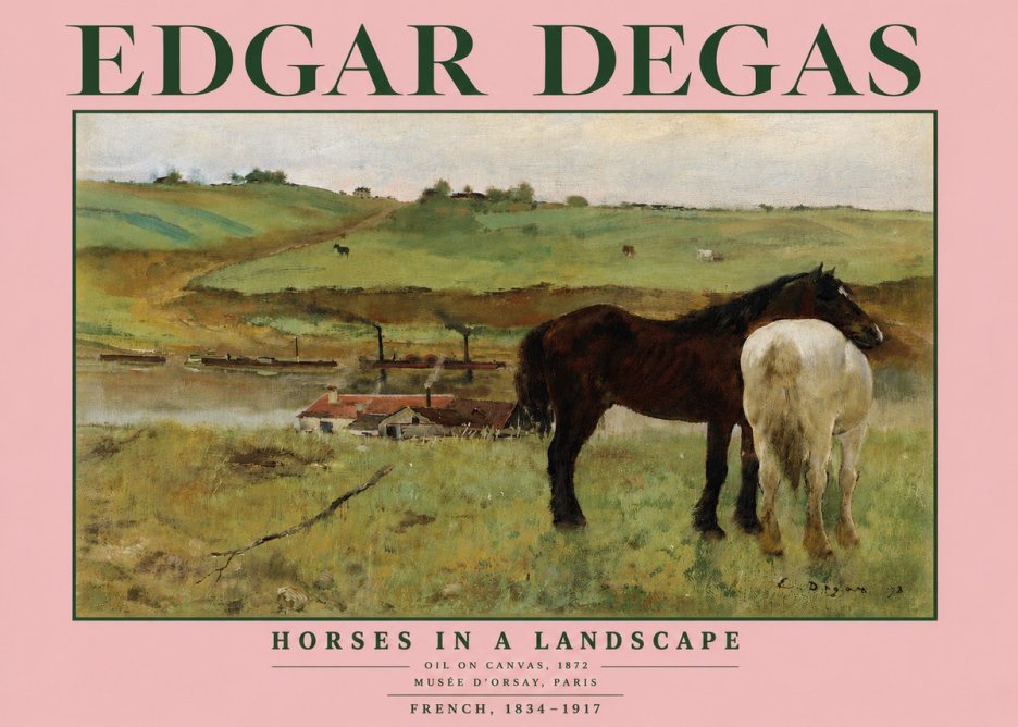 Edgar Degas Horses in a Landscape No5 - Póster