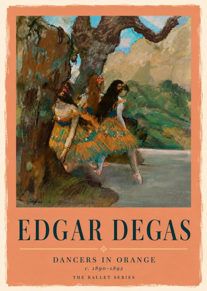 Edgar Degas Dancers in Orange No5 - Póster
