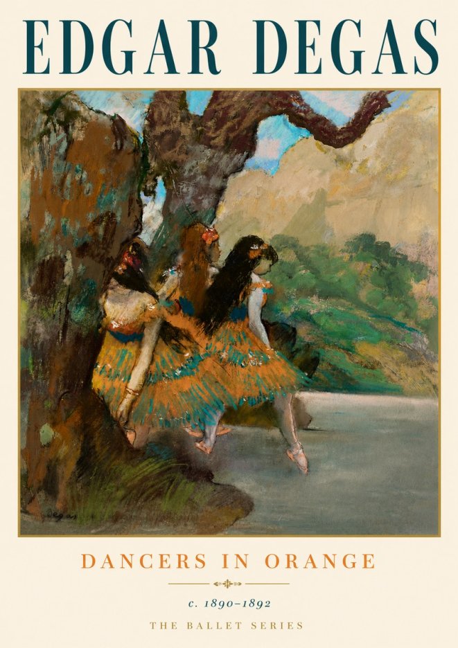 Edgar Degas Dancers in Orange No6 - Póster