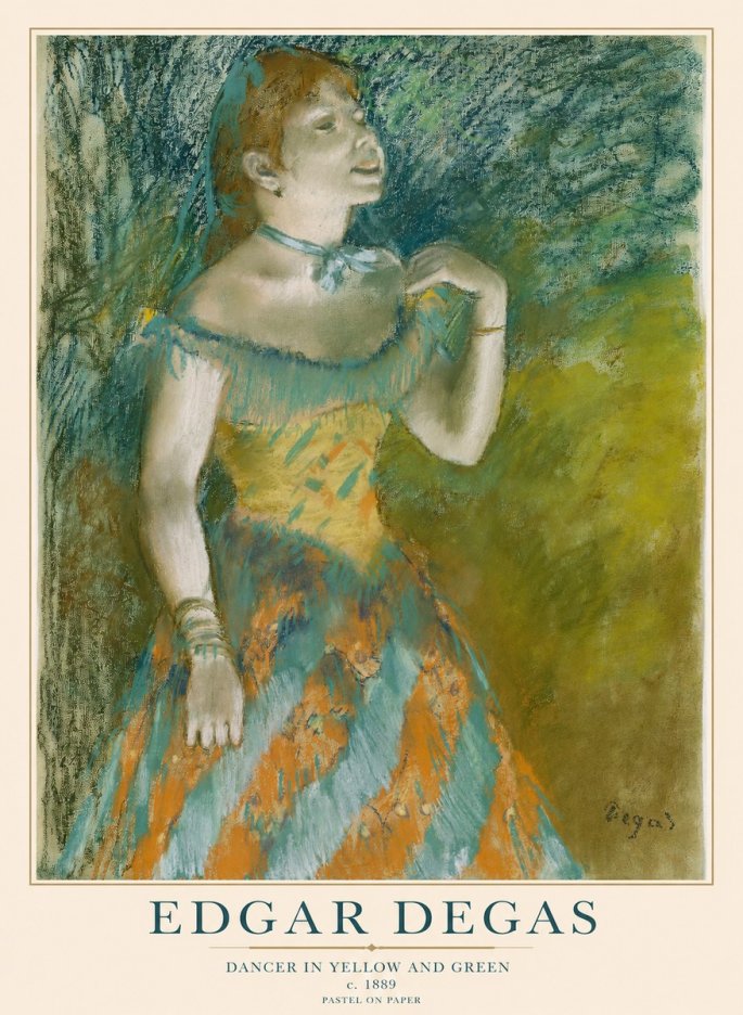 Edgar Degas Dancer in Yellow and Green No1 - Póster
