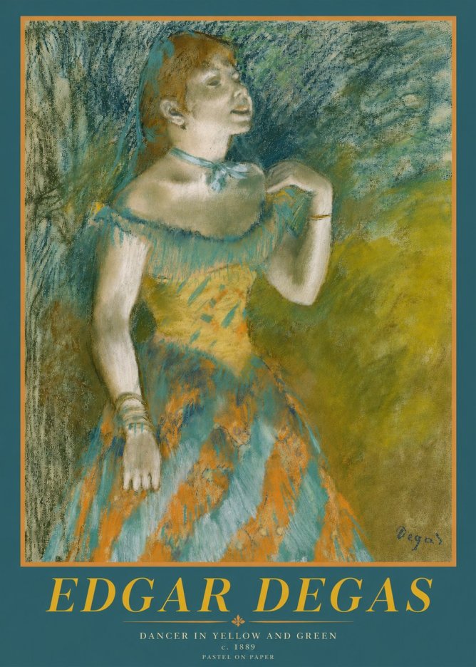 Edgar Degas Dancer in Yellow and Green No2 - Póster