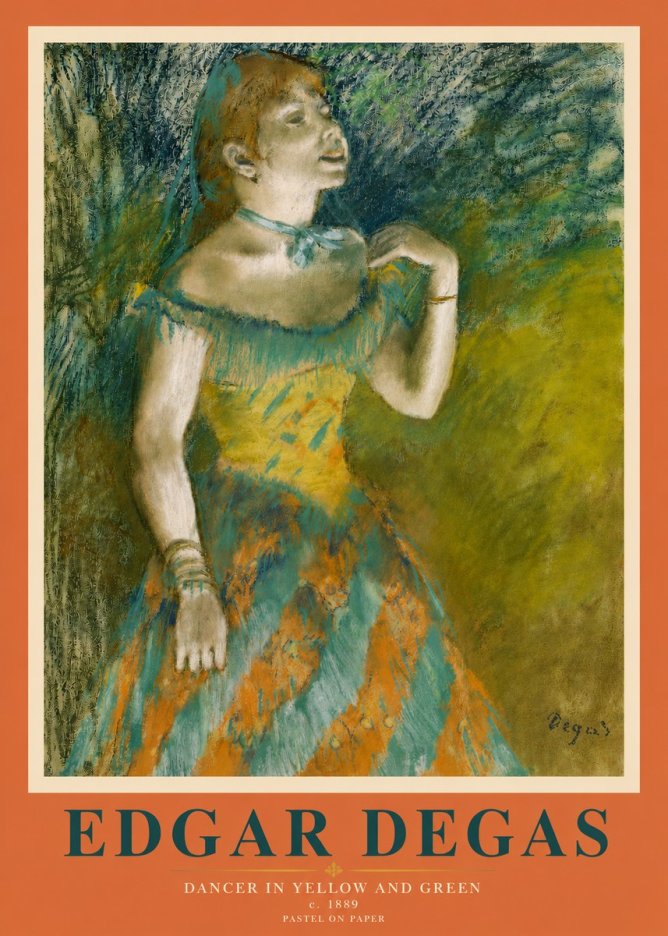 Edgar Degas Dancer in Yellow and Green No3 - Póster