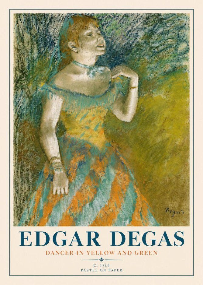 Edgar Degas Dancer in Yellow and Green No4 - Póster