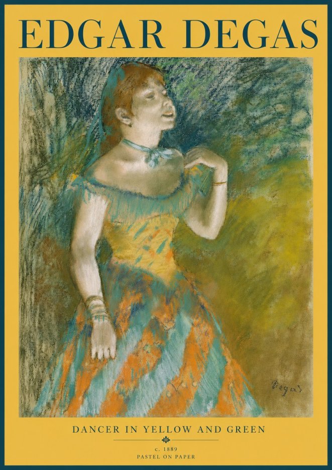 Edgar Degas Dancer in Yellow and Green No5 - Póster