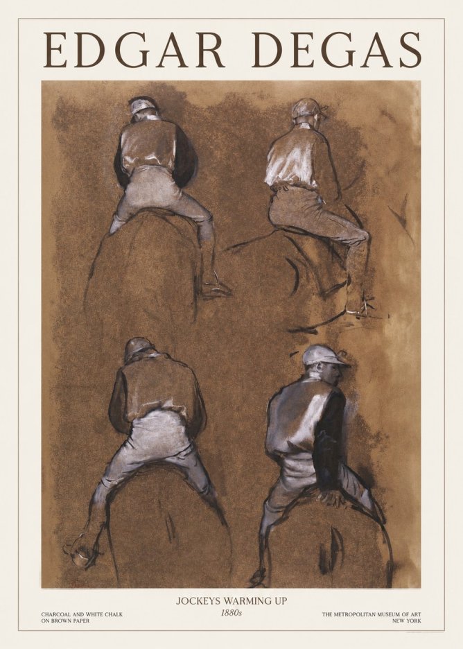 Edgar Degas Jockeys Warming Up No1 - Póster