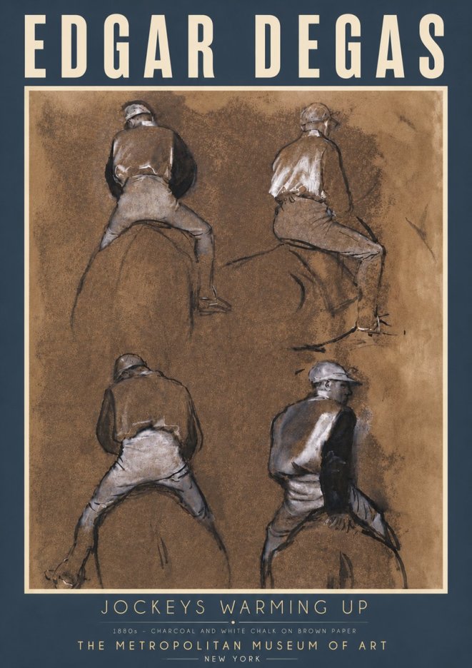 Edgar Degas Jockeys Warming Up No5 - Póster