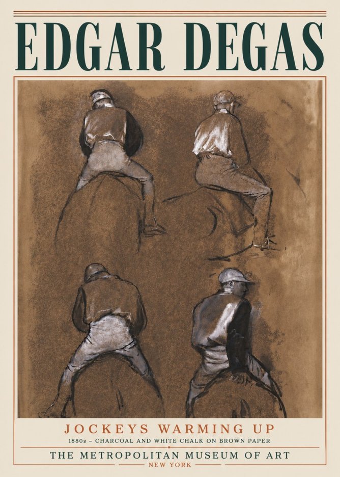 Edgar Degas Jockeys Warming Up No6 - Póster