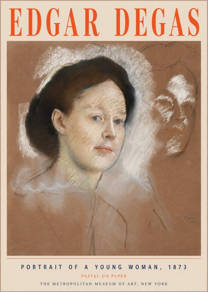 Edgar Degas Portrait of a Young Woman No5 - Póster