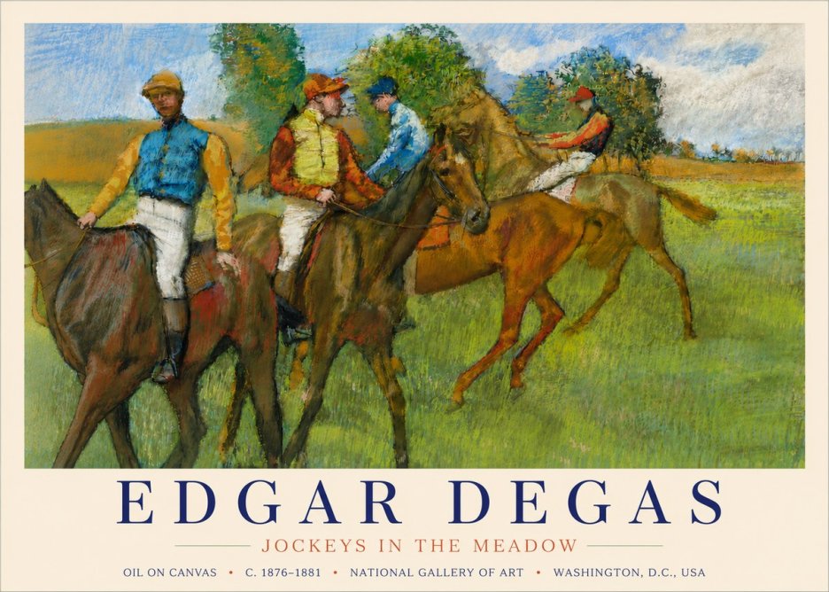 Edgar Degas Jockeys in the Meadow No4 - Póster