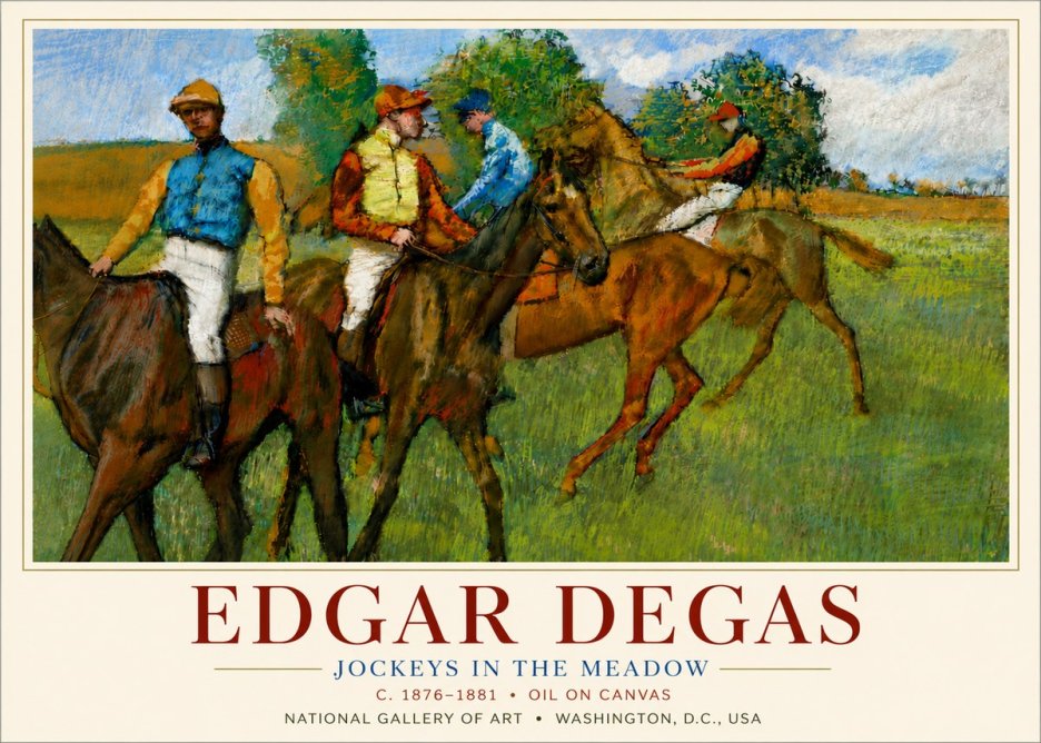 Edgar Degas Jockeys in the Meadow No6 - Póster