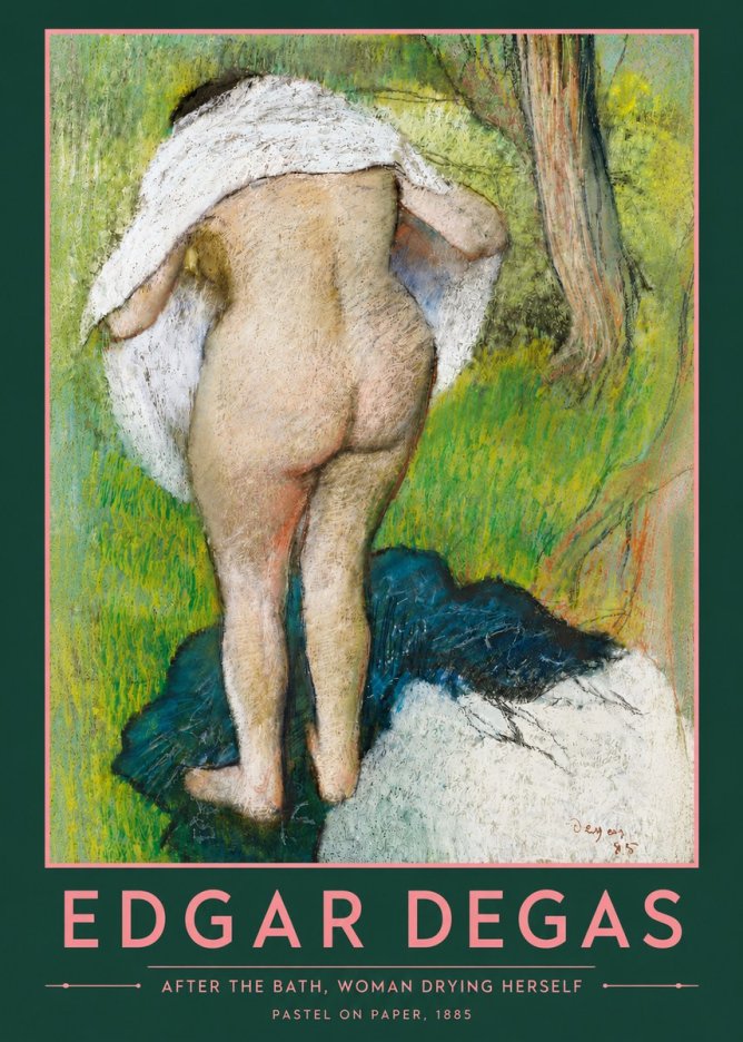 Edgar Degas After the Bath, Woman Drying Herself No4 - Póster