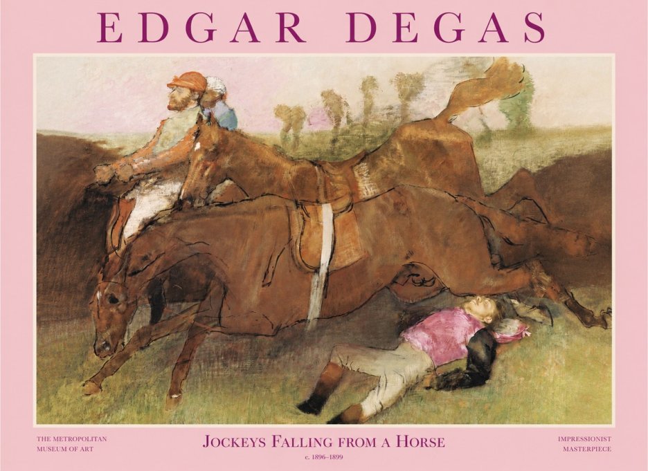 Edgar Degas Jockeys Falling from a Horse No1 - Póster
