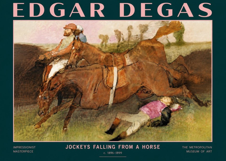 Edgar Degas Jockeys Falling from a Horse No4 - Póster