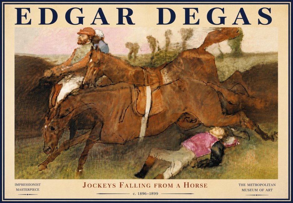 Edgar Degas Jockeys Falling from a Horse No5 - Póster