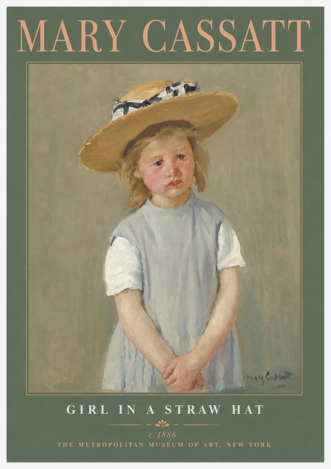 Mary Cassatt Girl in a Straw Hat No2 - Póster