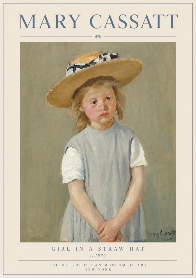 Mary Cassatt Girl in a Straw Hat No3 - Póster