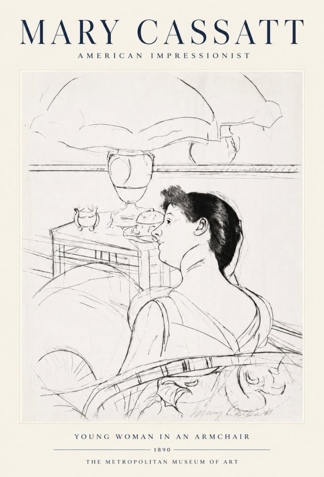 Mary Cassatt Young Woman in an Armchair No1 - Póster
