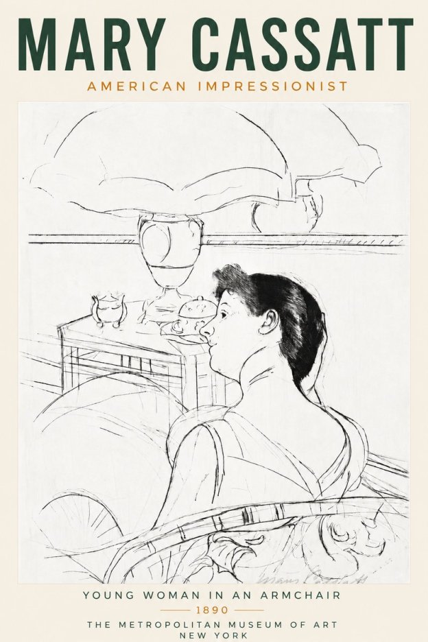 Mary Cassatt Young Woman in an Armchair No3 - Póster