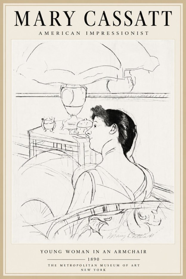 Mary Cassatt Young Woman in an Armchair No5 - Póster