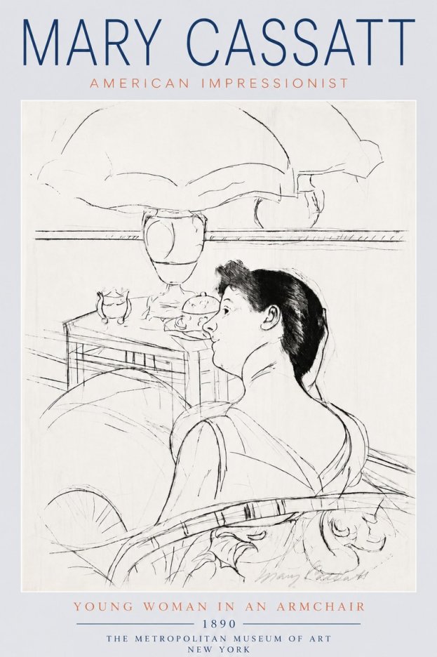Mary Cassatt Young Woman in an Armchair No6 - Póster