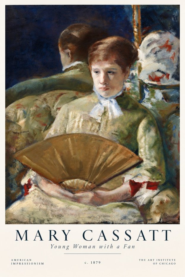 Mary Cassatt Young Woman with a Fan I No4 - Póster