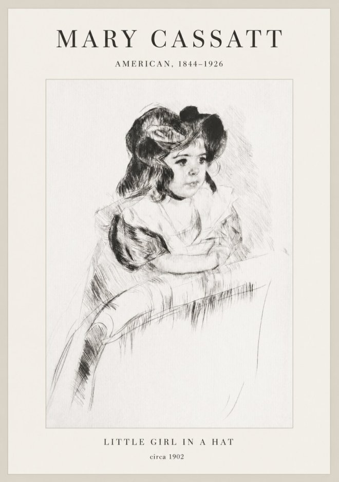 Mary Cassatt Little Girl in a Hat No1 - Póster