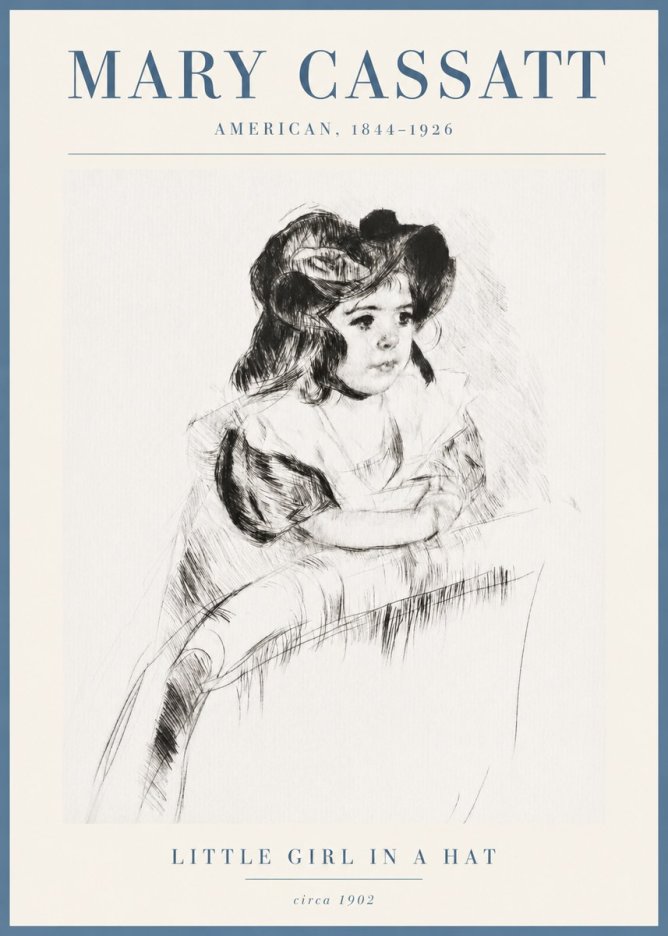 Mary Cassatt Little Girl in a Hat No3 - Póster