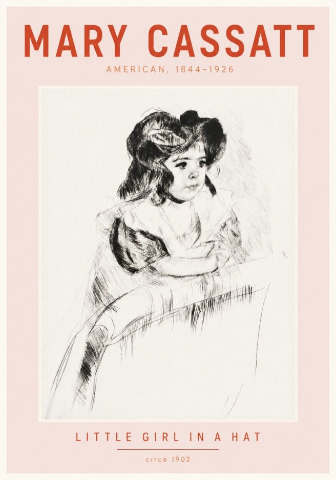 Mary Cassatt Little Girl in a Hat No4 - Póster