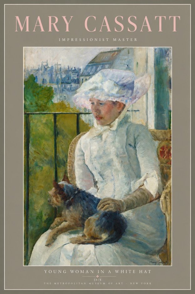 Mary Cassatt Young Woman in a White Hat No2 - Póster