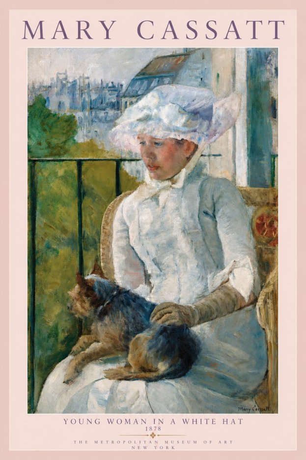 Mary Cassatt Young Woman in a White Hat No3 - Póster