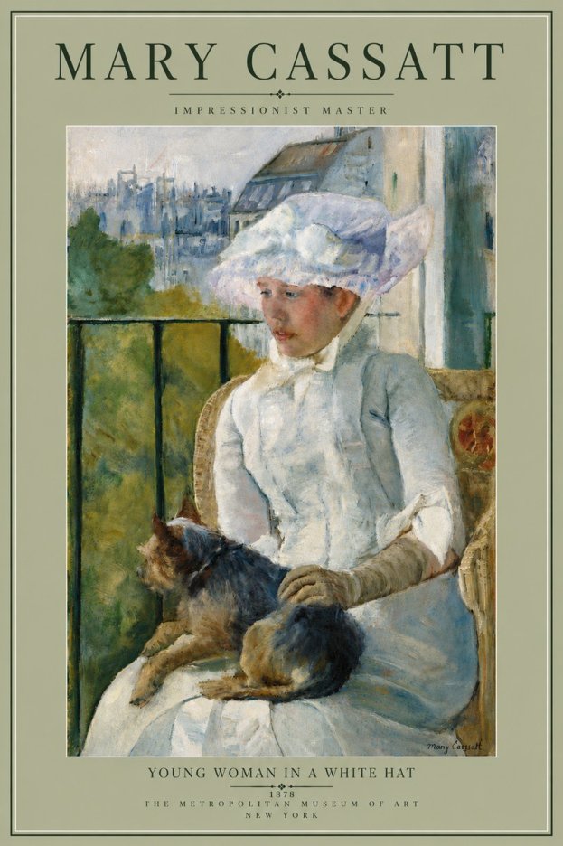 Mary Cassatt Young Woman in a White Hat No6 - Póster