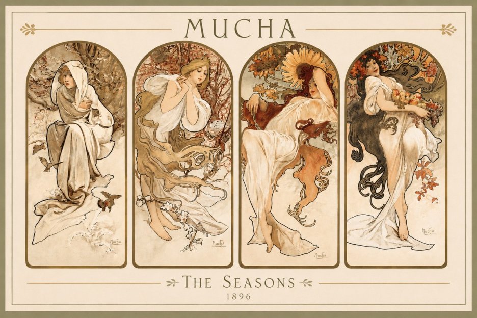 Mucha The Seasons No2 - Póster
