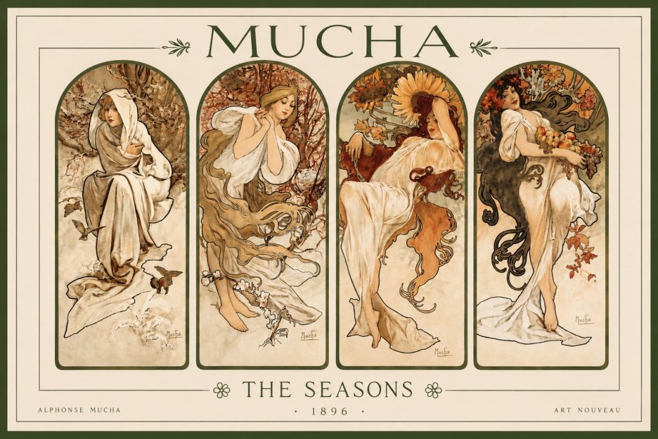 Mucha The Seasons No3 - Póster