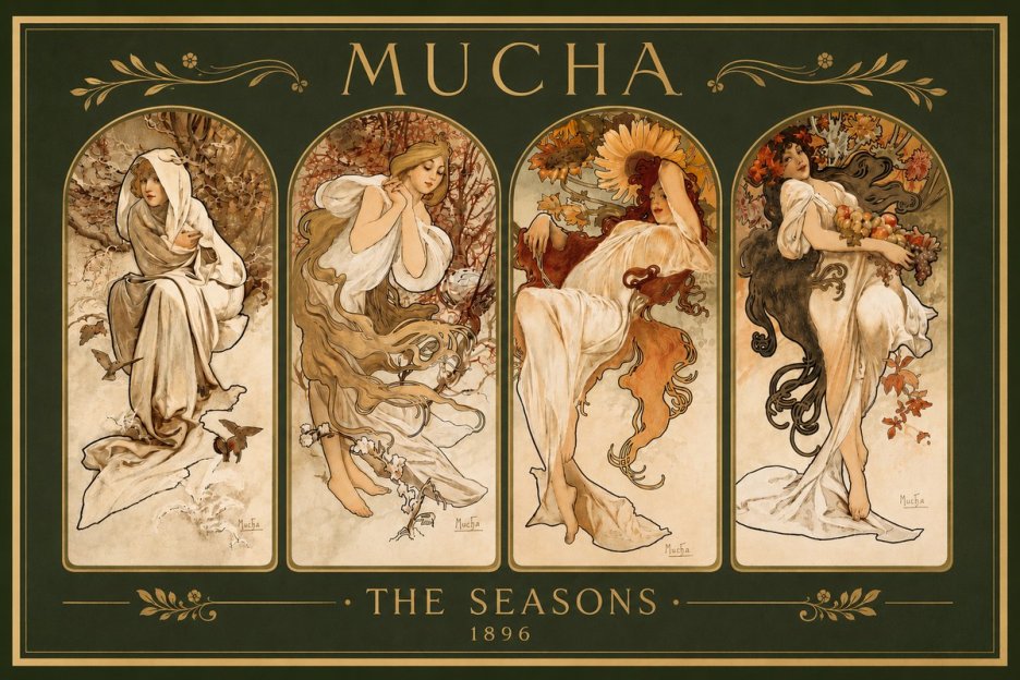 Mucha The Seasons No4 - Póster