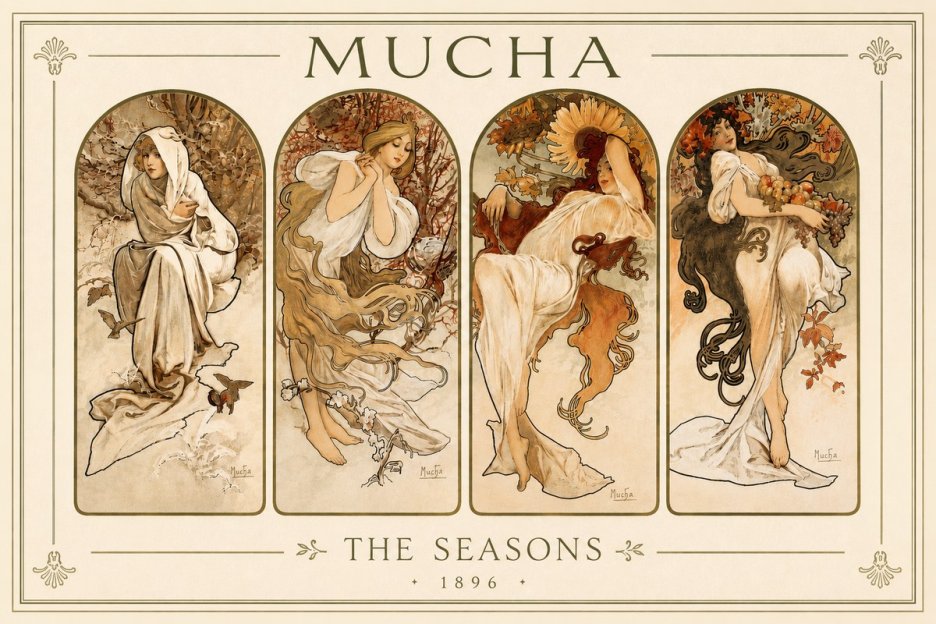 Mucha The Seasons No5 - Póster