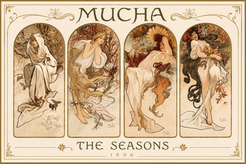 Mucha The Seasons No6 - Póster