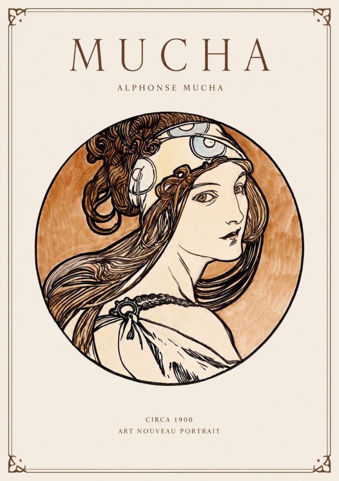 Mucha Art Nouveau Portrait I No1 - Póster