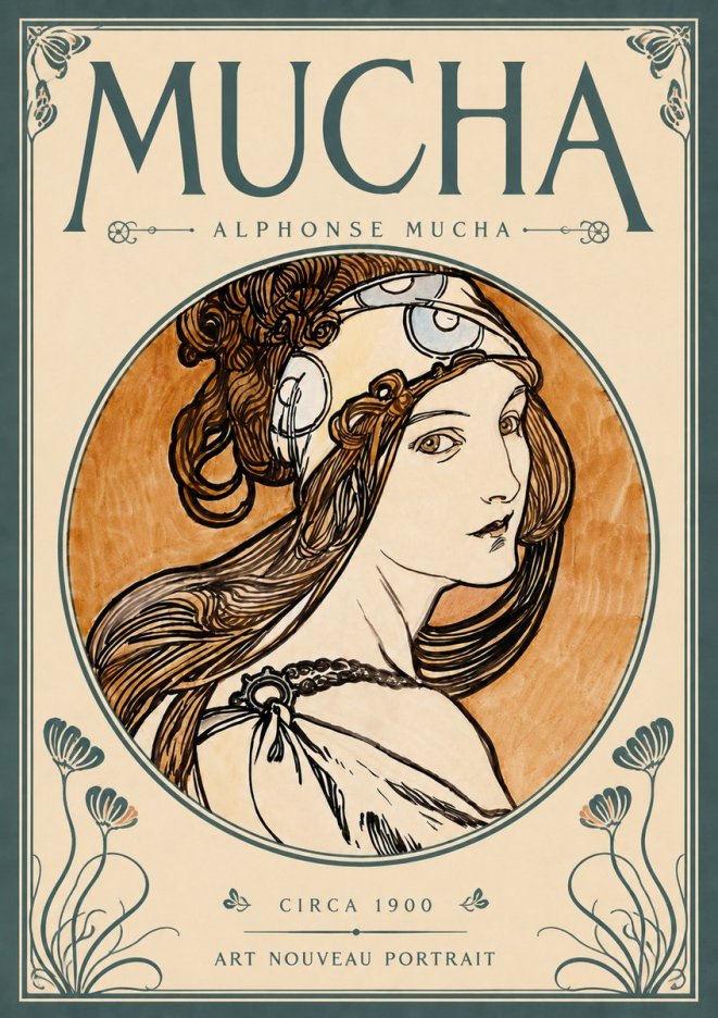 Mucha Art Nouveau Portrait I No5 - Póster