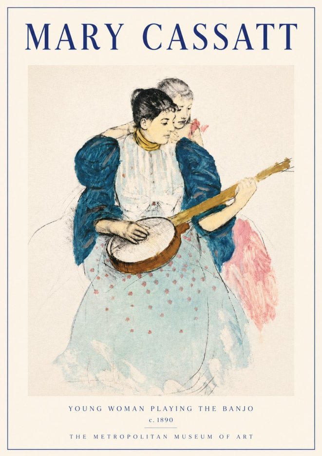 Mary Cassatt Young Woman Playing the Banjo No6 - Póster