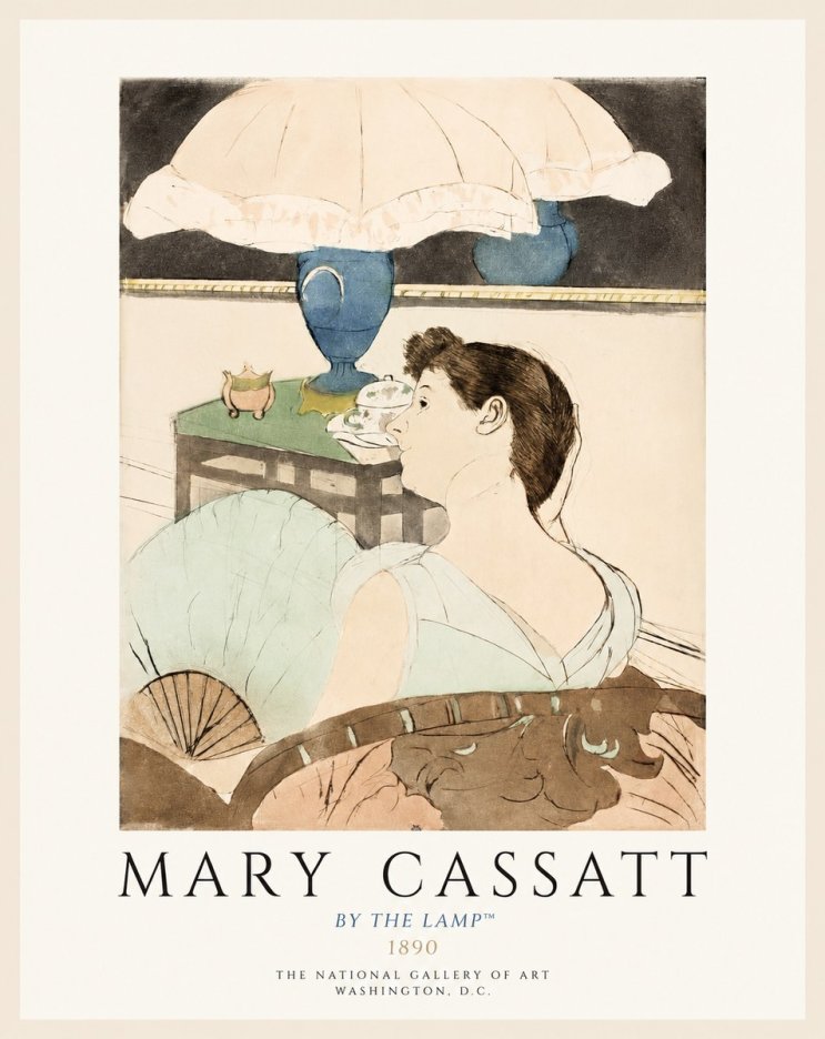 Mary Cassatt By the Lamp No1 - Póster