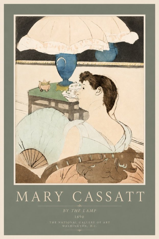 Mary Cassatt By the Lamp No2 - Póster