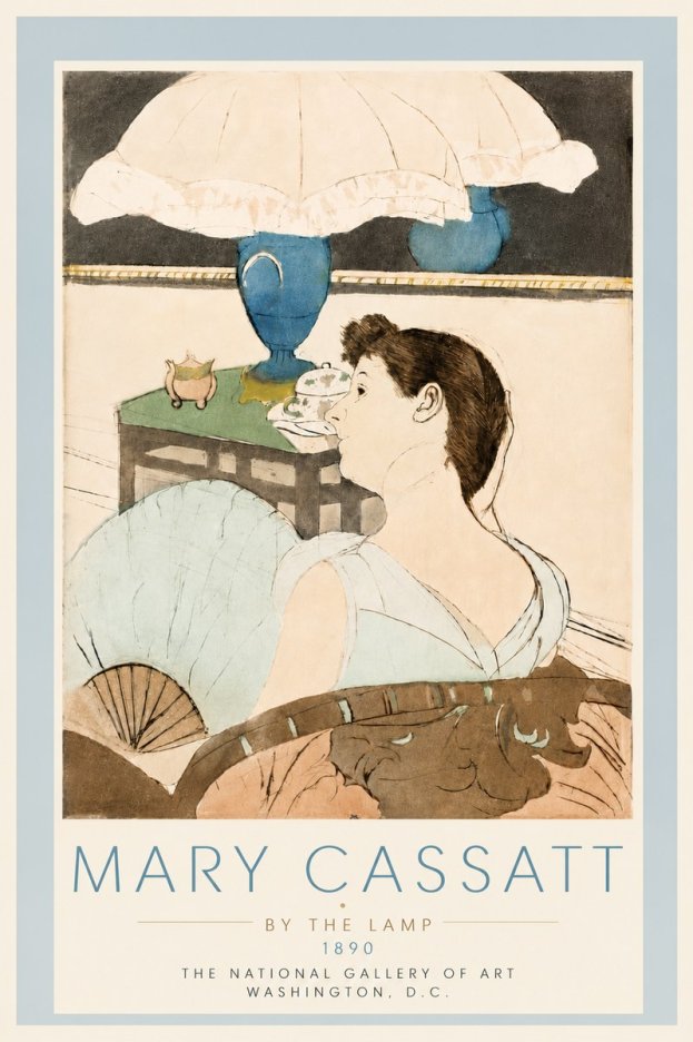 Mary Cassatt By the Lamp No5 - Póster