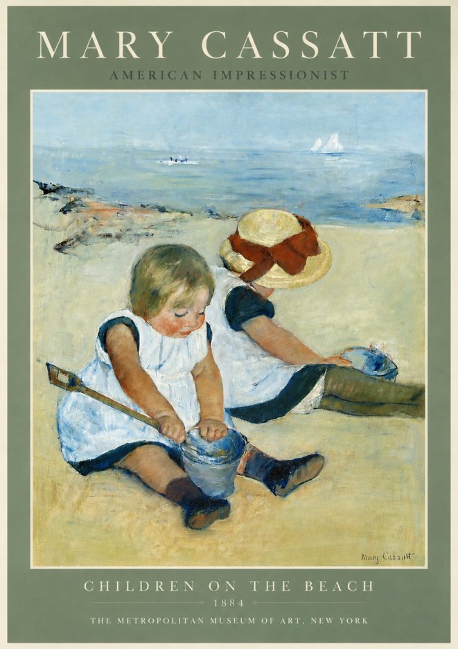 Mary Cassatt Children on the Beach No5 - Póster